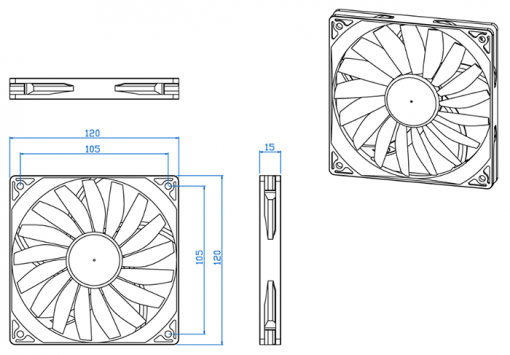 The Ultra Sleek Vortex 12 is a unique 120mm fan that is only 15mm thick! This thinner design helps to free up RAM slots and allows installation in smaller spaces. The USV 12 is not only thin, but also offers superb performance. It provides the highest static pressure of all 120mm fans, making it an excellent choice for water coolers and other radiators with narrow fin spacing!