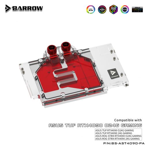 Barrow LRC2.0 full coverage GPU Water Block for ASUS TUF 4090 Aurora - Black - Image 5