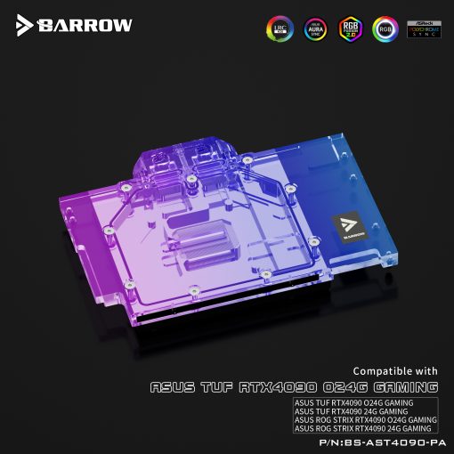 Barrow LRC2.0 full coverage GPU Water Block for ASUS TUF 4090 Aurora - Black - Image 2