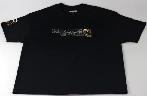 KINGPIN COOLING KPx golden skull black T-shirt with dark/skull KPC logo on front and KPx logo on sleeve.