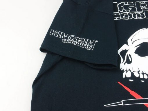 KINGPIN COOLING hollow black logo front and sleeve. Old school skull and dmm leads graphic on front.