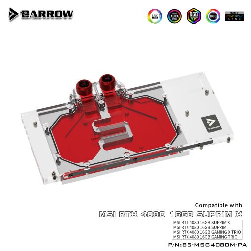 Barrow LRC2.0 Full Coverage GPU Water Block For MSI 4080 TRIO Aurora - White - Image 6