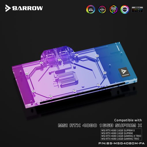 Barrow LRC2.0 Full Coverage GPU Water Block For MSI 4080 TRIO Aurora - White - Image 10