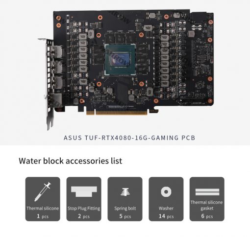 Full coverage GPU Water Block for ASUS TUF 4080