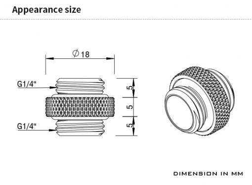 Barrow G1/4" 5mm Male to Male Adapter Fitting - White - Image 3