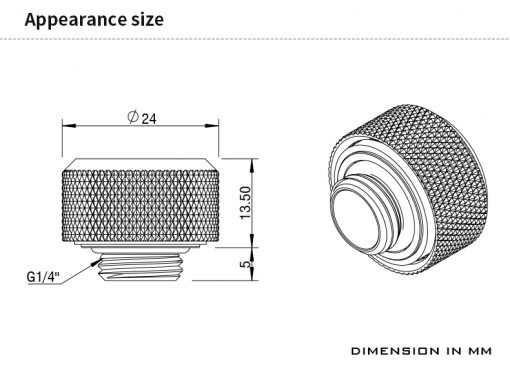 These Compression fittings from Barrowch have a 16mm OD and are meant for Rigid tubing.