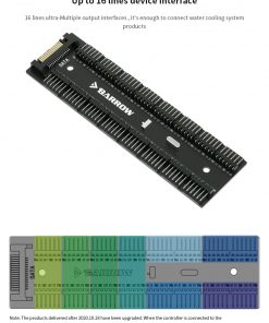 An 16-way controler with remote for the LRC2.0 version lighting control system from Barrow. Some examples of application are the Multi color LED strips (LD2RT-50, LD2RT-100) as well as several waterblocks, or anything from Barrow with the LCR2.0 logo on it. This can control the color mode (67 colors), speed (8 Speeds), and offers full manual control. It also features an automatic memory, so whatever you have it set to to, it will resume when powered on next.