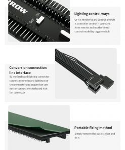 An 16-way controler with remote for the LRC2.0 version lighting control system from Barrow. Some examples of application are the Multi color LED strips (LD2RT-50, LD2RT-100) as well as several waterblocks, or anything from Barrow with the LCR2.0 logo on it. This can control the color mode (67 colors), speed (8 Speeds), and offers full manual control. It also features an automatic memory, so whatever you have it set to to, it will resume when powered on next.