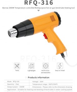 Looking for an affordable and reliable heat gun? Barrow has you covered with this multi-temperature heat gun. Pick up one of these and start bending your tubes today!