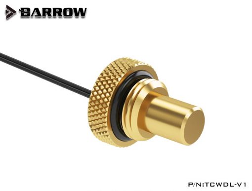 The Barrow G1/4" Temperature Sensor Stop Fitting fits any standard G1/4" threaded port. It has a longer internal probe than the standard version. Reports liquid coolant temperatures to any monitoring device that uses standard 2 Pin temperature probes.