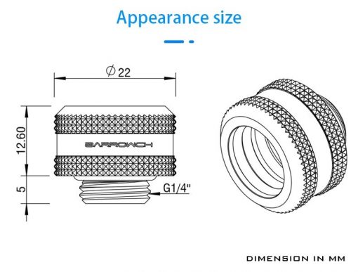 These Compression fittings from Barrowch have a 14mm OD and are meant for Rigid tubing.