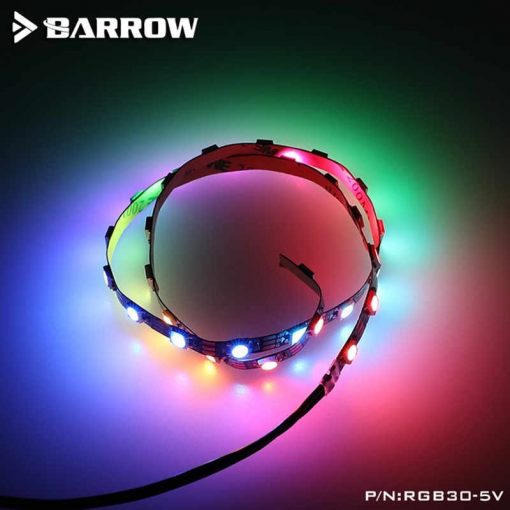 Illuminate your PC with this flexible RGB LED strip from Barrow. Each strip is adhesive backed and ready for easy installation. You can customize the length of each strip by cutting at the cut markers on the strip itself. Full RGB control is provided by a 3pin connector. These LEDs provide rich, and highly customizable illumination. Please note that a LRC2.0 Compatible RGB controller is needed for full operation and needs to be purchased separately.