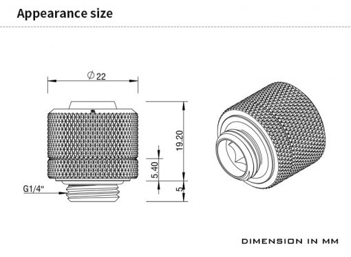 Barrow G1/4" Thread 3/8" ID x 5/8" OD Compression Fitting - Black - Image 2