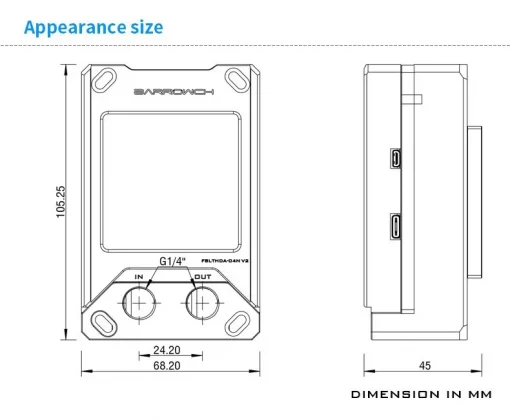 BarrowCH FBLTHDA-04N V2 CPU Water Block for AMD AM4 AM5 with Temperature Display