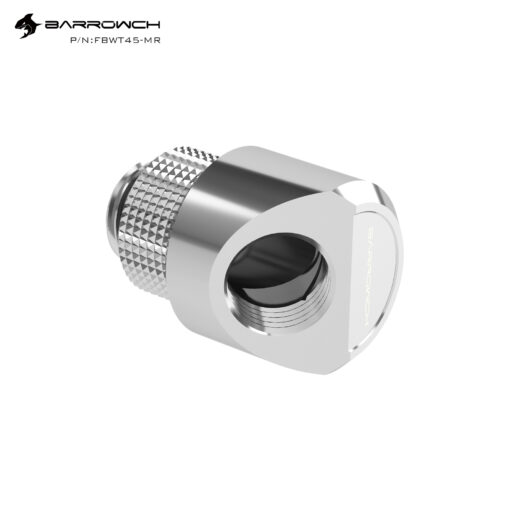 This is a new professional, 45° Rotary Adapter from Barrowch with a smooth surface finish and it means it swivels 360 degrees to give you the perfect positioning of your fitting in relation to the tubing. The excellent internal water flow ensures high through-put of water, thereby reducing internal resistance. These new fittings are brass with either a matte black or chrome silver color featuring an exquisite check pattern that delivers a comfortable grip. These fittings are smooth due to multiple machining processes that produce absolutely no deformations and an outstanding texture!