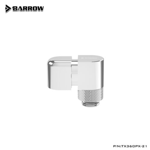 Achieve optimal flexibility in your liquid cooling loop with the Barrow G1/4" 360° Rotary 21mm Offset Adapter Fitting, allowing easy adjustment and customization of tubing angles for a tidy and efficient setup.