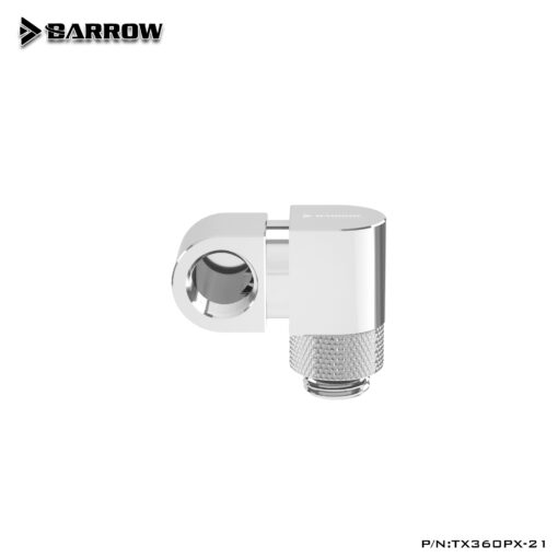 Achieve optimal flexibility in your liquid cooling loop with the Barrow G1/4" 360° Rotary 21mm Offset Adapter Fitting, allowing easy adjustment and customization of tubing angles for a tidy and efficient setup.