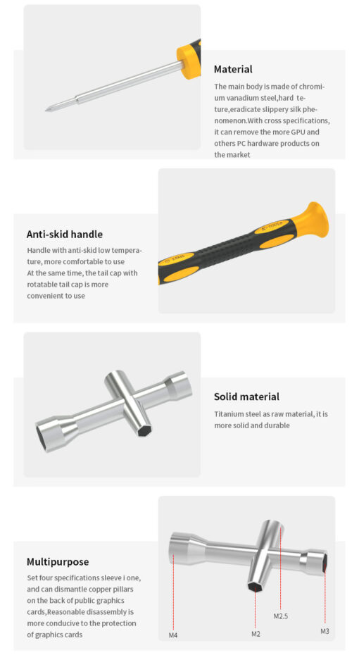 Need to do some modding? Barrow has the perfect tool at an affordable price. This tool includes 4 bit sizes: M2, M2.5, M3, M4.