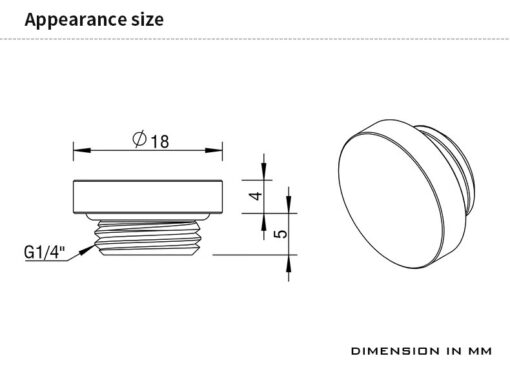 A beautiful transparent acrylic stop plug fitting equipped with G1/4" threads.