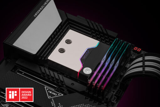 EK-Quantum Velocity² D-RGB - 1700 Satin Titanium is the high-performance premium quality CPU water block for Intel® socket LGA 1700-based platform. It features a next-generation cooling engine that is socket-specific. This CPU water block is EK-Matrix7 compliant and is mounted via a patented EK Exact Mount system.  