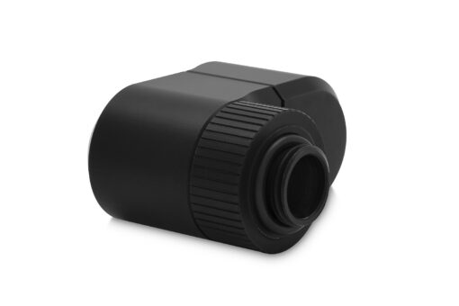 EK-Quantum Torque Double Rotary Offset 21 - Black is a premium revolvable male+female threaded 21mm offset adapter fitting with two separate joints, each with its own rotating mechanism.