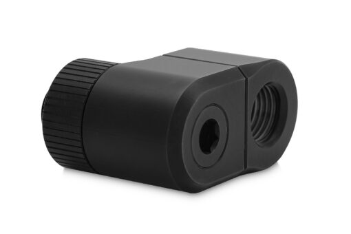 EK-Quantum Torque Double Rotary Offset 21 - Black is a premium revolvable male+female threaded 21mm offset adapter fitting with two separate joints, each with its own rotating mechanism.