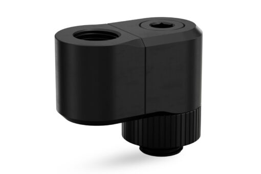 EK-Quantum Torque Double Rotary Offset 21 - Black is a premium revolvable male+female threaded 21mm offset adapter fitting with two separate joints, each with its own rotating mechanism.