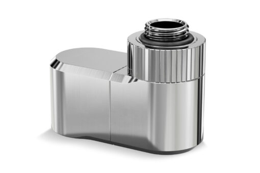 EK-Quantum Torque Double Rotary Offset 28 - Nickel is a premium revolvable male+female threaded 28mm offset adapter fitting with two separate joints, each with its own rotating mechanism.