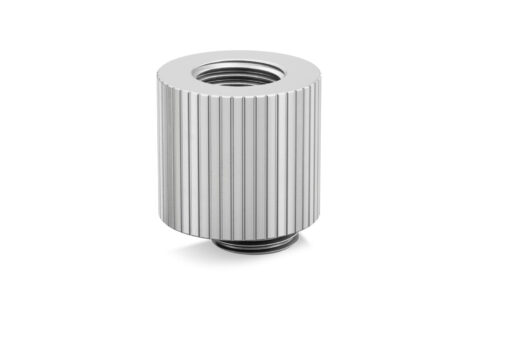 A premium revolvable male+female threaded offset adapter fitting. It is commonly used to distance or offset G1/4" ports in tight spaces or to perfectly align hard tubing to another port in order to have aesthetically pleasant parallel tubing.