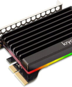 The kryoM.2 RGBpx is a PCIe 5.0 x4 adapter for single sided M.2/M-Key PCIe SSDs and is compatible with the form factor 2280. The integrated lighting controller and 17 individually addressable LEDs allow for a wide range of lighting options.