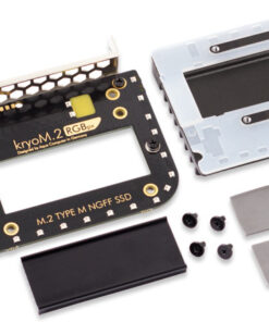 The kryoM.2 RGBpx is a PCIe 5.0 x4 adapter for single sided M.2/M-Key PCIe SSDs and is compatible with the form factor 2280. The integrated lighting controller and 17 individually addressable LEDs allow for a wide range of lighting options.