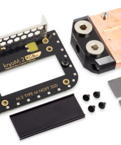 The kryoM.2 RGBpx is a PCIe 5.0 x4 adapter for single sided M.2/M-Key PCIe SSDs and is compatible with the form factor 2280. The integrated lighting controller and 17 individually addressable LEDs allow for a wide range of lighting options.