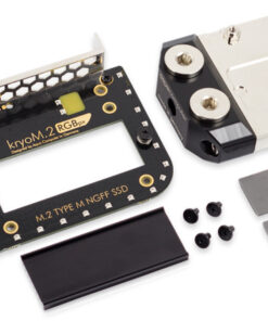 The kryoM.2 RGBpx is a PCIe 5.0 x4 adapter for single sided M.2/M-Key PCIe SSDs and is compatible with the form factor 2280. The integrated lighting controller and 17 individually addressable LEDs allow for a wide range of lighting options.