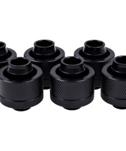Alphacool Eiszapfen 1/2" ID x 3/4" OD G1/4 Compression Fitting - Black Sixpack (17240)