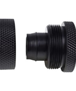 This connector has a ¼” thread on one side and is thereby compatible with 95% of components. The other side fits a 19/13mm hose.