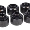 Alphacool Eiszapfen 16mm G1/4" HardTube Knurled Compression Fitting - Sixpack - Deep Black (17379)