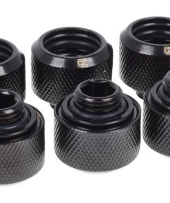 Alphacool Eiszapfen 16mm G1/4" HardTube Knurled Compression Fitting - Sixpack - Deep Black (17379)
