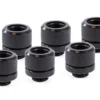 Alphacool Eiszapfen 14mm HardTube Compression Fitting G1/4 - Knurled - Deep Black - Sixpack (17552)