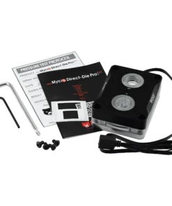 <span dir="auto">The AMD Mycro Direct-Die Pro RGB V1 features a hybrid structure with two different microfin sizes and a jet plate for optimized airflow. The cooler's cold plate is made of nickel-plated copper and mounts directly onto the CPU die. This requires removing the motherboard's Socket Actuation Mechanism (SAM), and decapitating the processor. Nickel plating the cooler plate creates a barrier layer that prevents gallium-based liquid metal from diffusing into the copper, making repeated application of liquid metal generally unnecessary.</span>