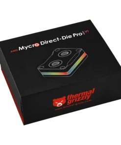 <span dir="auto">The AMD Mycro Direct-Die Pro RGB V1 features a hybrid structure with two different microfin sizes and a jet plate for optimized airflow. The cooler's cold plate is made of nickel-plated copper and mounts directly onto the CPU die. This requires removing the motherboard's Socket Actuation Mechanism (SAM), and decapitating the processor. Nickel plating the cooler plate creates a barrier layer that prevents gallium-based liquid metal from diffusing into the copper, making repeated application of liquid metal generally unnecessary.</span>