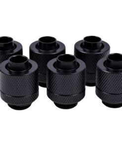 Alphacool Eiszapfen 3/8" ID x 1/2" OD G1/4 Compression Fitting - Black Sixpack (17228)