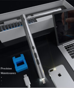 28 in 1 Multifuctional Precision Electric Screwdriver Set with Shadowless Light Strong motor, the maximum speed can reach 200rpm/min Small size, built-in rechargeable lithium battery, long service life 3 LED shadowless lights, illuminated in all directions without rotation accessible in the dark 24pcs S2 alloy steel bits, international standard bits, versatile and easy to disassemble. screw driver